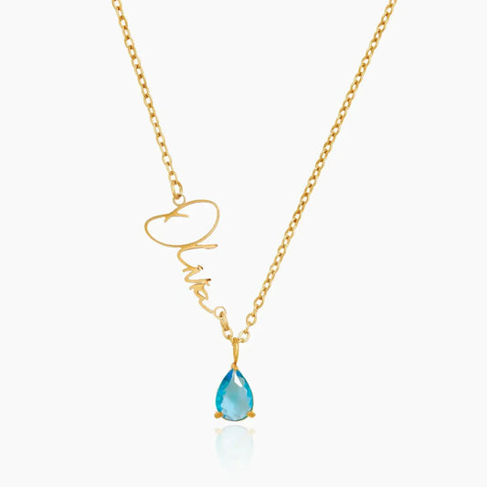 Signature Name and Birthstone Necklace
